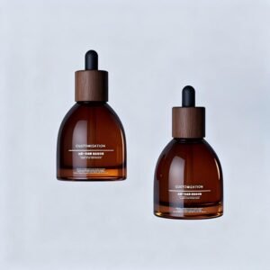 Custom Amber Glass Dropper Bottles with Wood Caps | Serum Essential Oil Packaging OEM ODM Manufacturer — Supply-Packagings