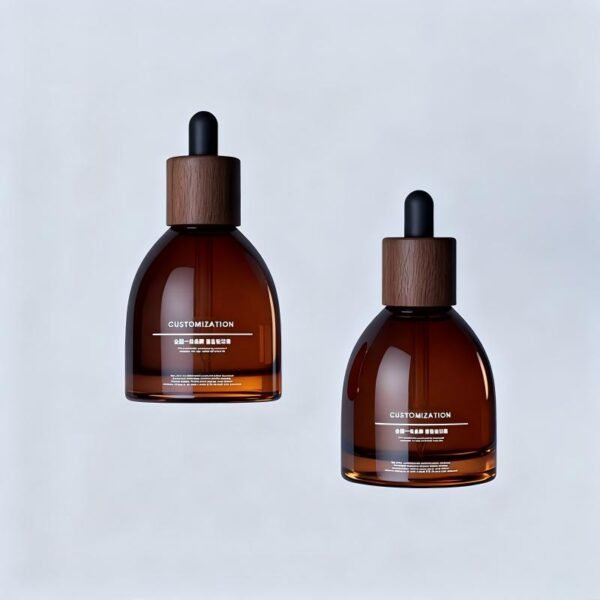 Custom Amber Glass Dropper Bottles with Wood Caps | Serum Essential Oil Packaging OEM ODM Manufacturer — Supply-Packagings