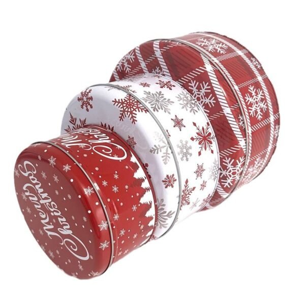 Custom Christmas Round Tin Box Packaging with Lid | OEM ODM Tin Can Manufacturer Supplier Factory Wholesale